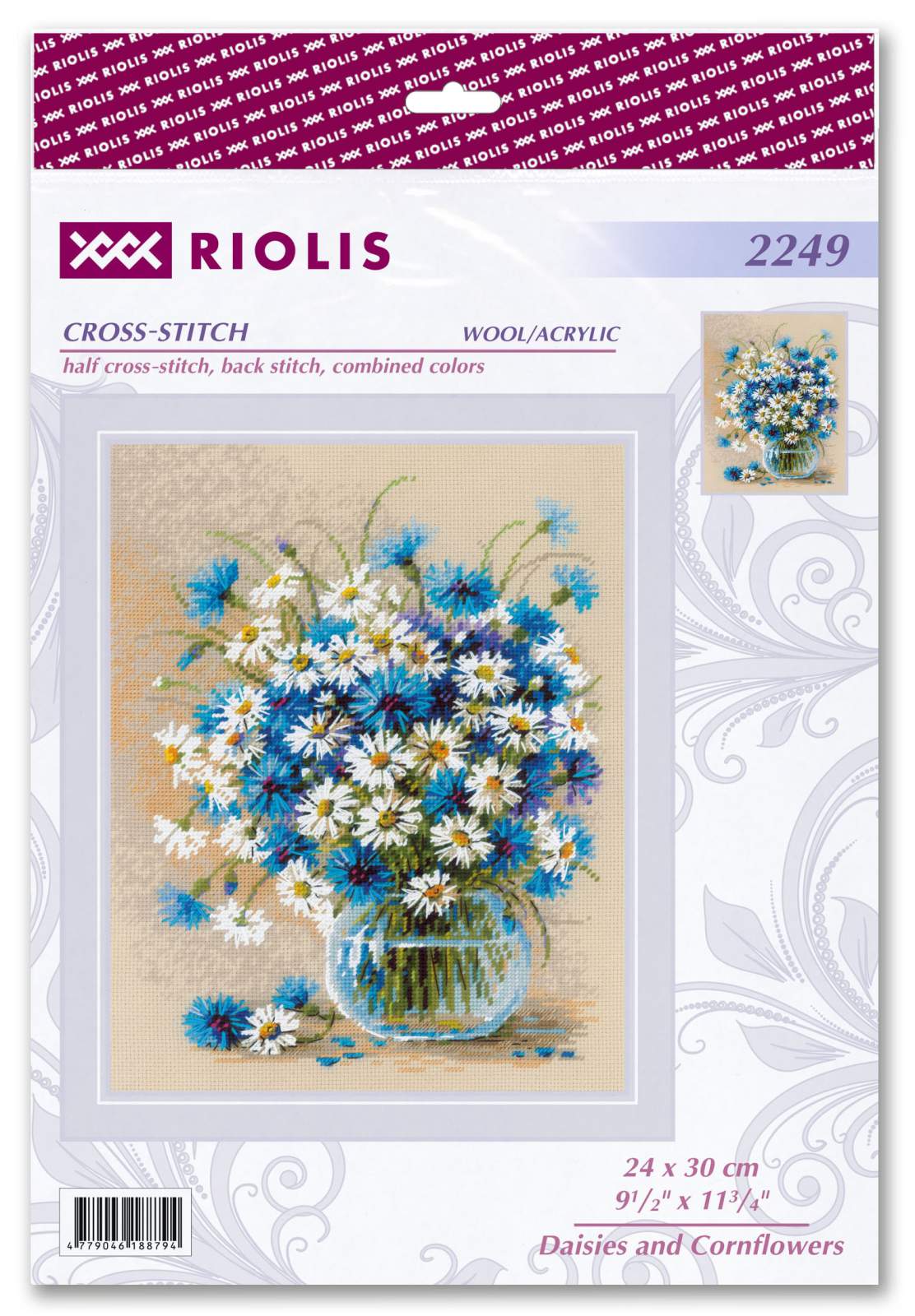 Kit de point de croix "Marguerites et Bleuets" Riolis 2249