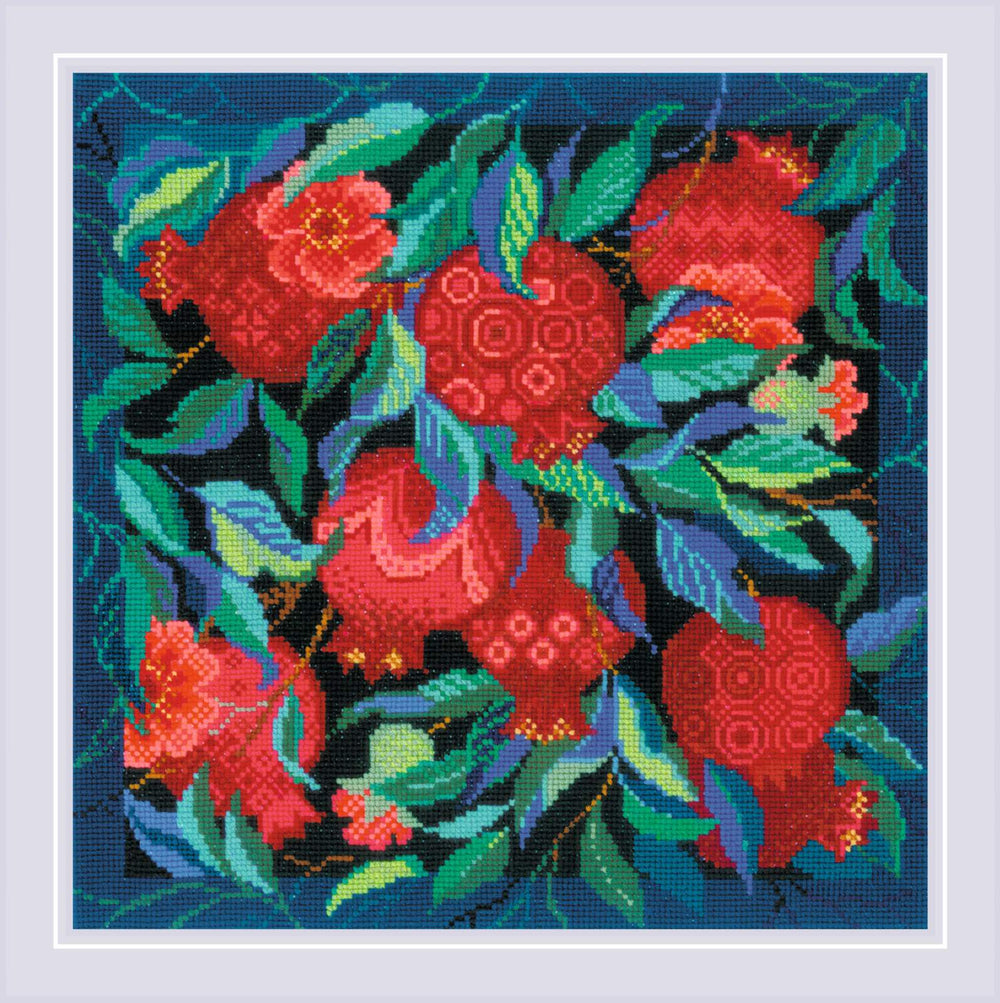 Kit de Punto de Cruz "Panel / Cojín Jardín de Granadas" – Riolis 2269