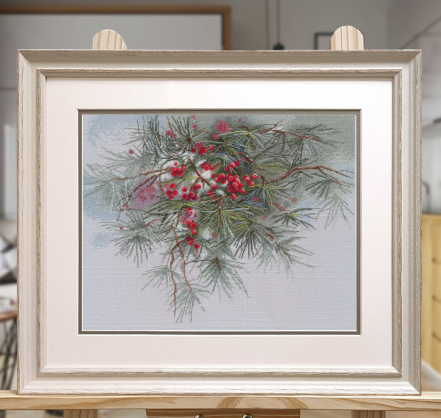 Kit de Punto de Cruz "Invierno, Año Nuevo..." Oven 1652 – Diseño Navideño Natural