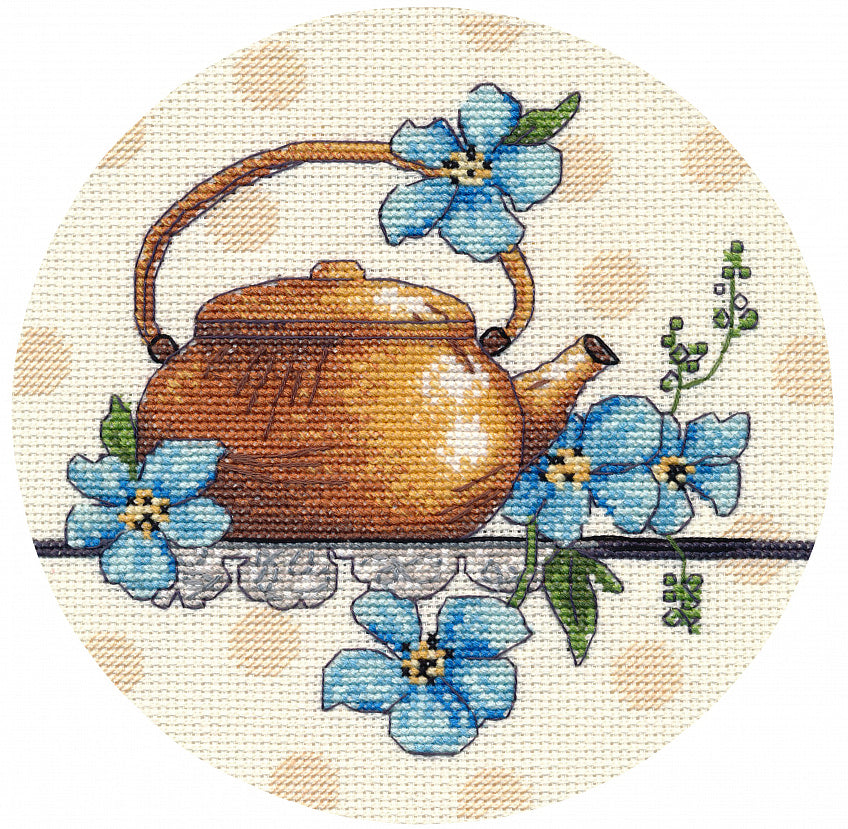 Kit de Punto de Cruz "Miniatura de Té con Flores" S1587 de Oven