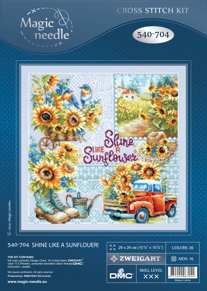 Kit de Punto de Cruz 540-704 “Shine Like a Sunflower!” – Magic Needle