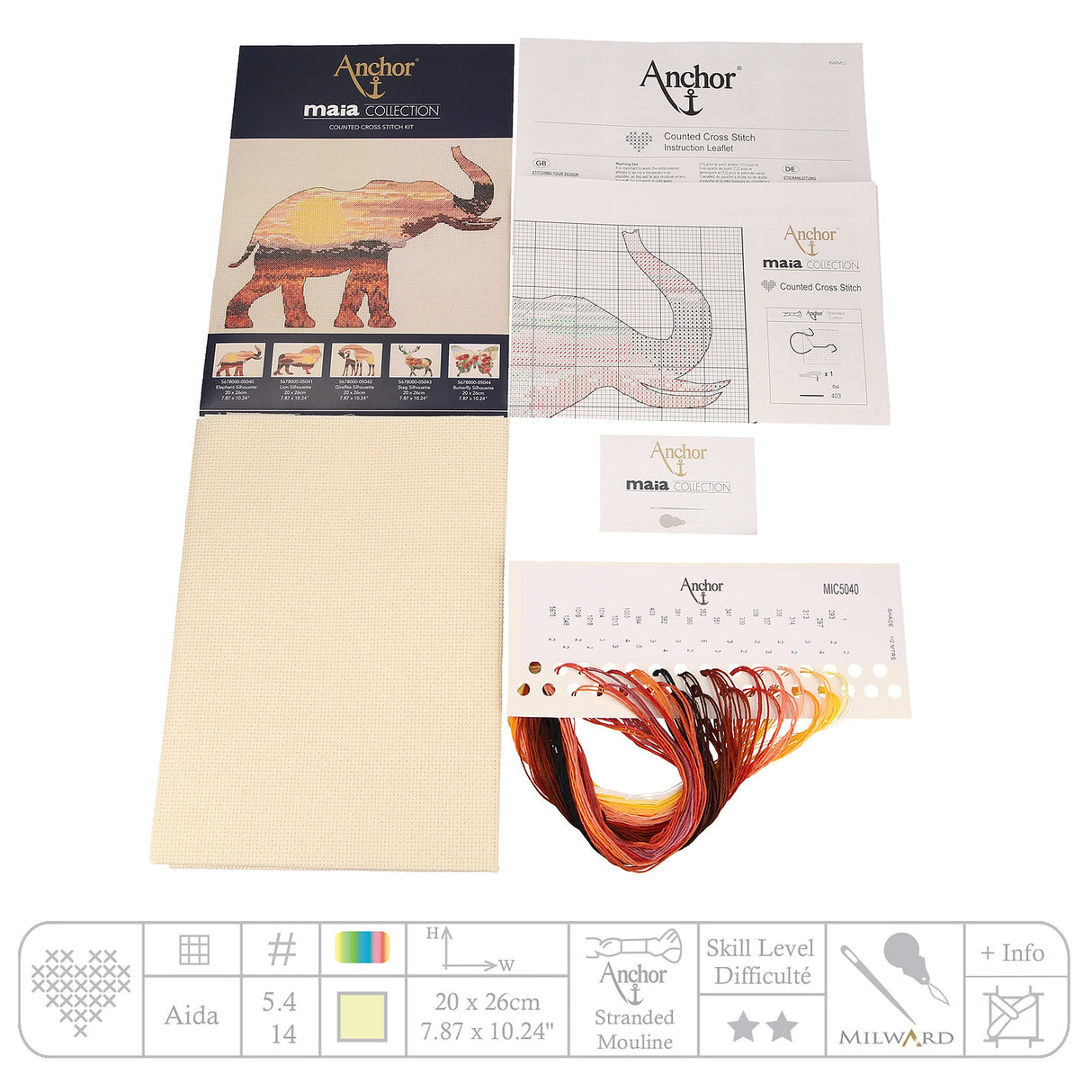 Silueta del elefante - Maia Collection - Kit de punto de cruz