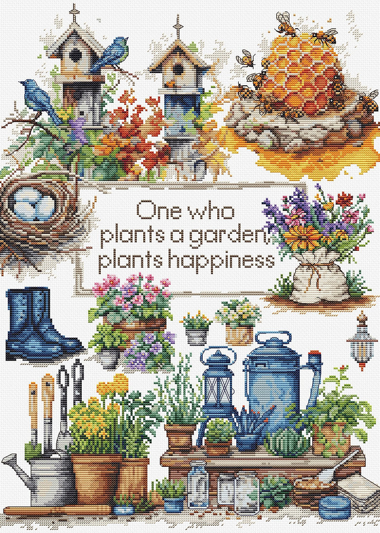 Cross Stitch Kit. Garden Plants - B2424 Luca-S