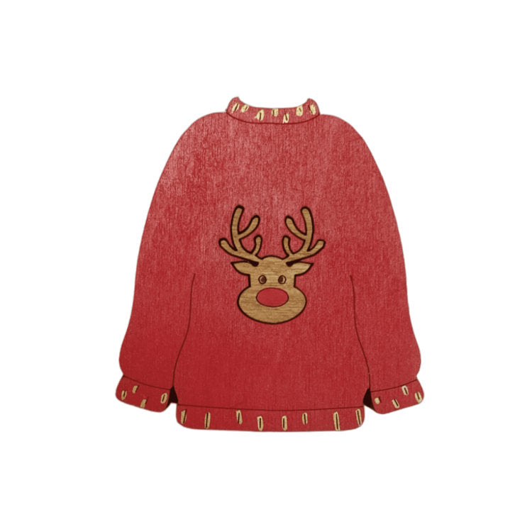 Suéter Navideño. Estuche para agujas de madera con imán de Wizardi KF056/81