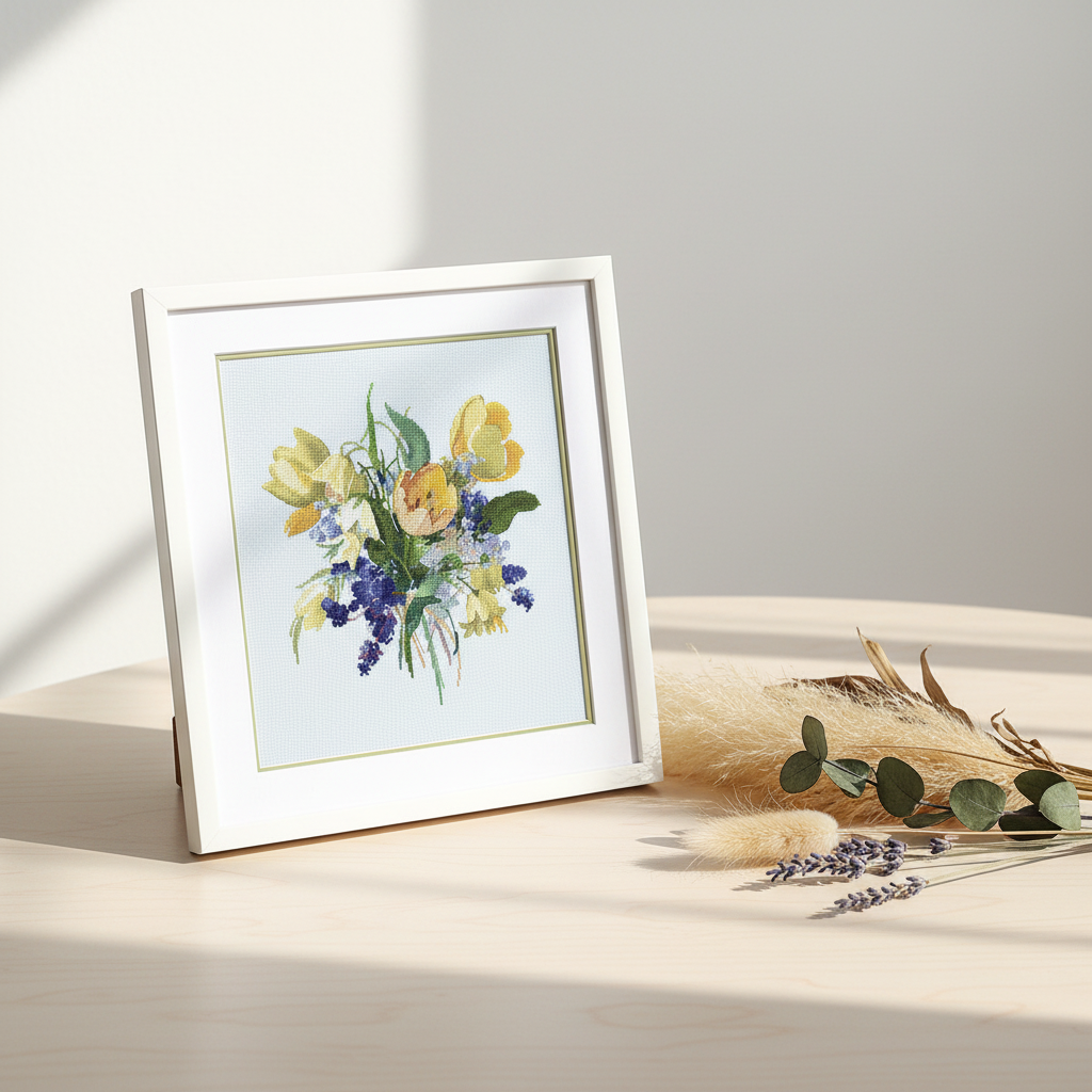 Kit de Punto de Cruz. Spring Bouquet 1542 de la marca OVEN
