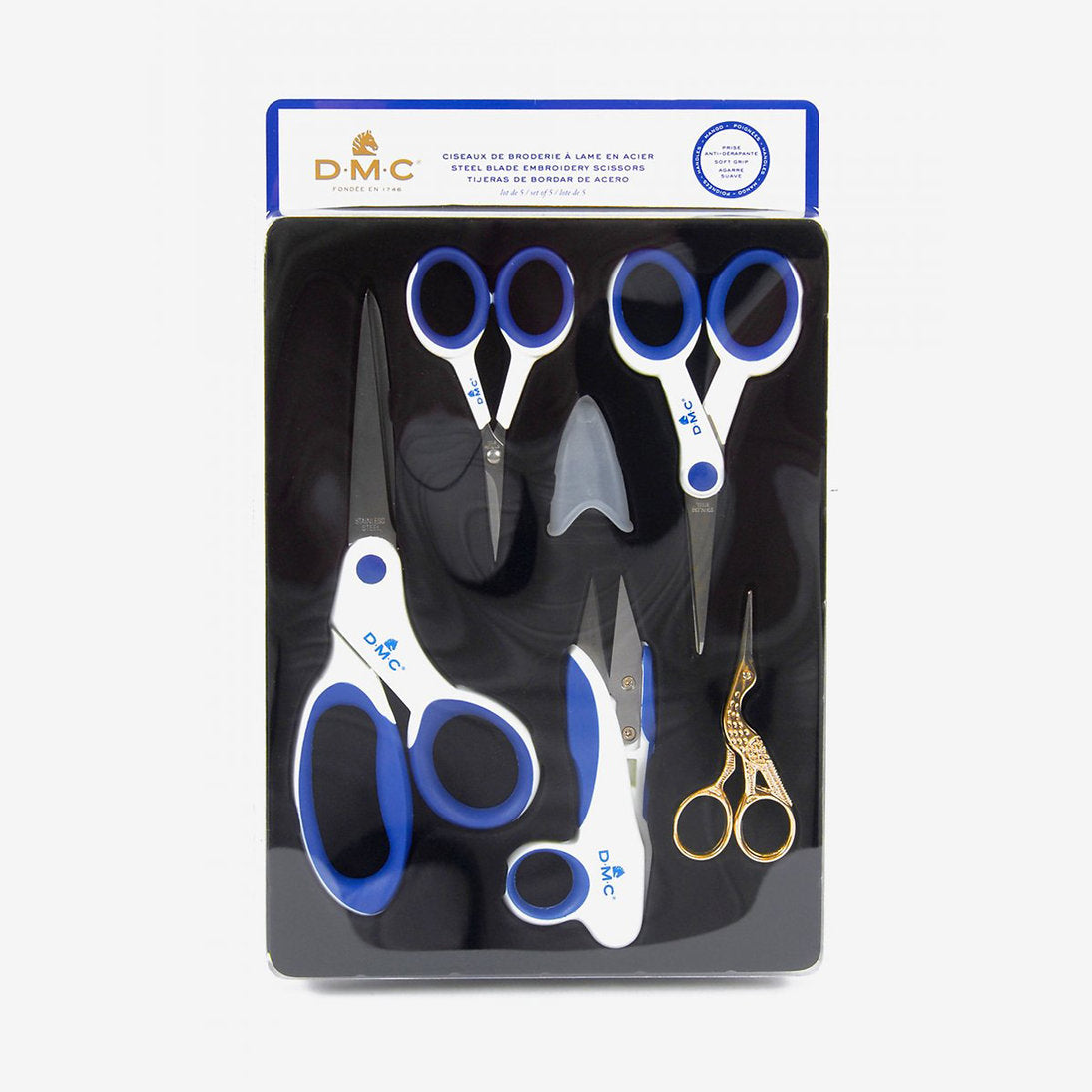 Kit of 5 DMC U1951 Embroidery Scissors - Complete set for sewing
