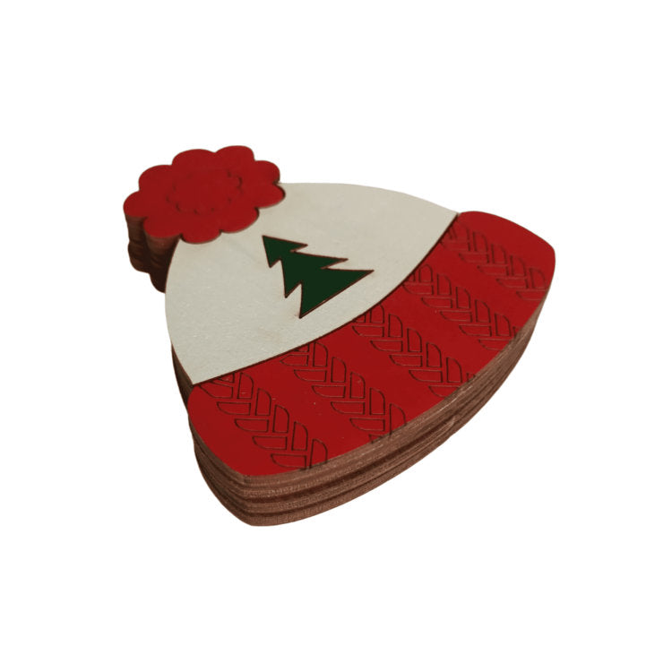 Chapeau de Noël. Étui à aiguilles en bois Wizardi avec aimant KF056/85