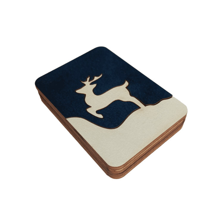Ciervo de Invierno. Estuche para agujas de madera con imán de Wizardi KF056/70