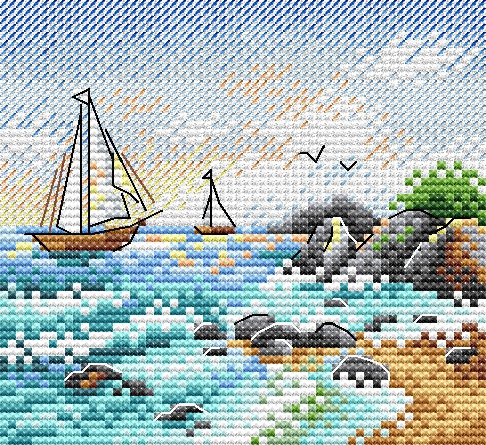 Cross Stitch Kit 'On the Sea Wave' - SM-642 MP Studio