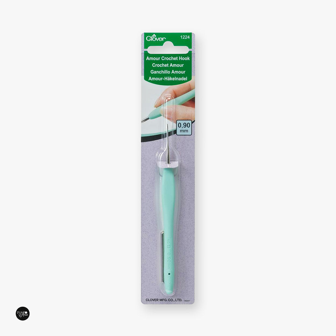 Agujas de Ganchillo Clover Amour de Acero - Mango Ergonómico para Tejer con Comodidad