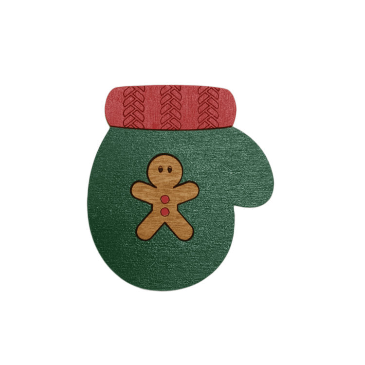Guante Navideño. Estuche para agujas de madera con imán de Wizardi KF056/83