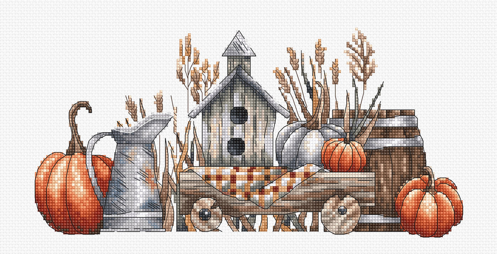 Cadeaux d’automne - Kit de broderie au point de croix tricoté et artistique authentique et saisonnier P015