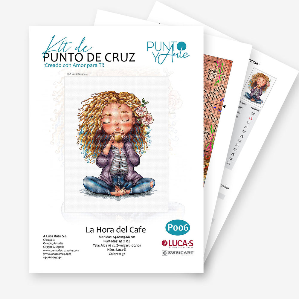 Coffee Time - Kit de tricot et de point de croix artistique P006