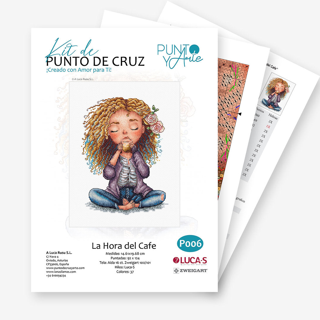 Coffee Time - Kit de tricot et de point de croix artistique P006