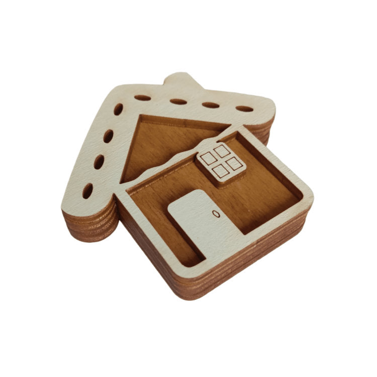 Casa. Estuche para agujas de madera con imán de Wizardi KF056/78
