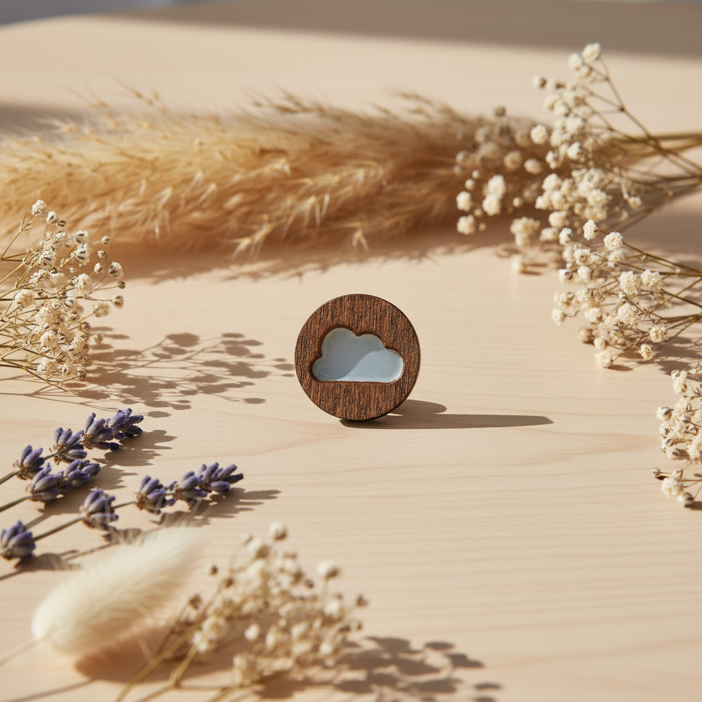 Nuage. Aimants pour aiguilles en bois avec résine époxy Wizardi KF059/106