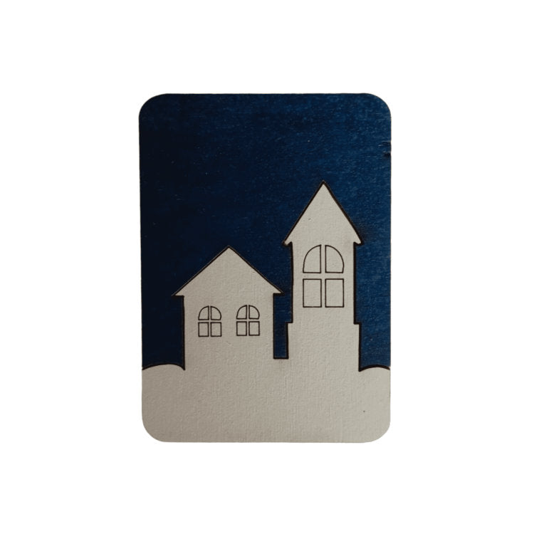 Casas de Invierno. Estuche para agujas de madera con imán de Wizardi KF056/71