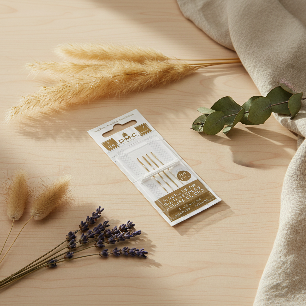 Aiguilles dorées pour point de croix et tapisserie DMC n°24 - Paquet de 4