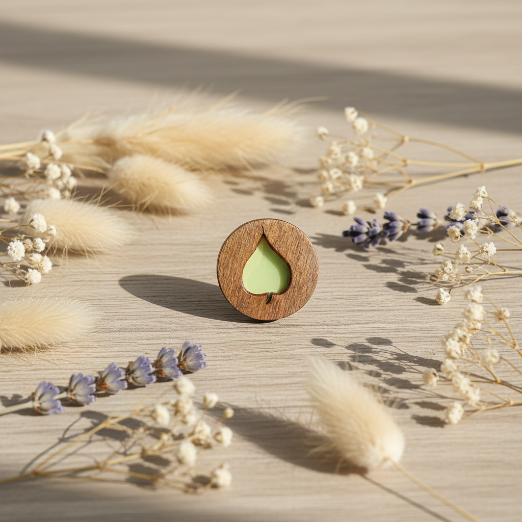 Feuille verte. Aimants pour aiguilles en bois avec résine époxy Wizardi KF059/108