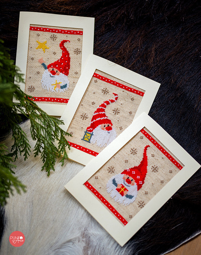 Greeting Cards: Christmas Gnomes - Vervaco Cross Stitch Kit