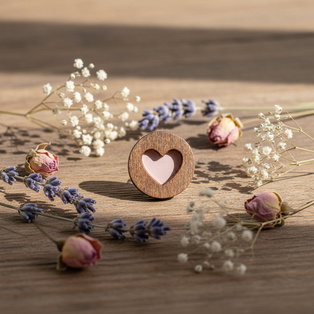 Coeur. Aimants pour aiguilles en bois avec résine époxy Wizardi KF059/107