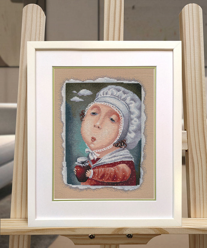 Kit de point de croix. Pot de Crème Sure - FOUR 1550