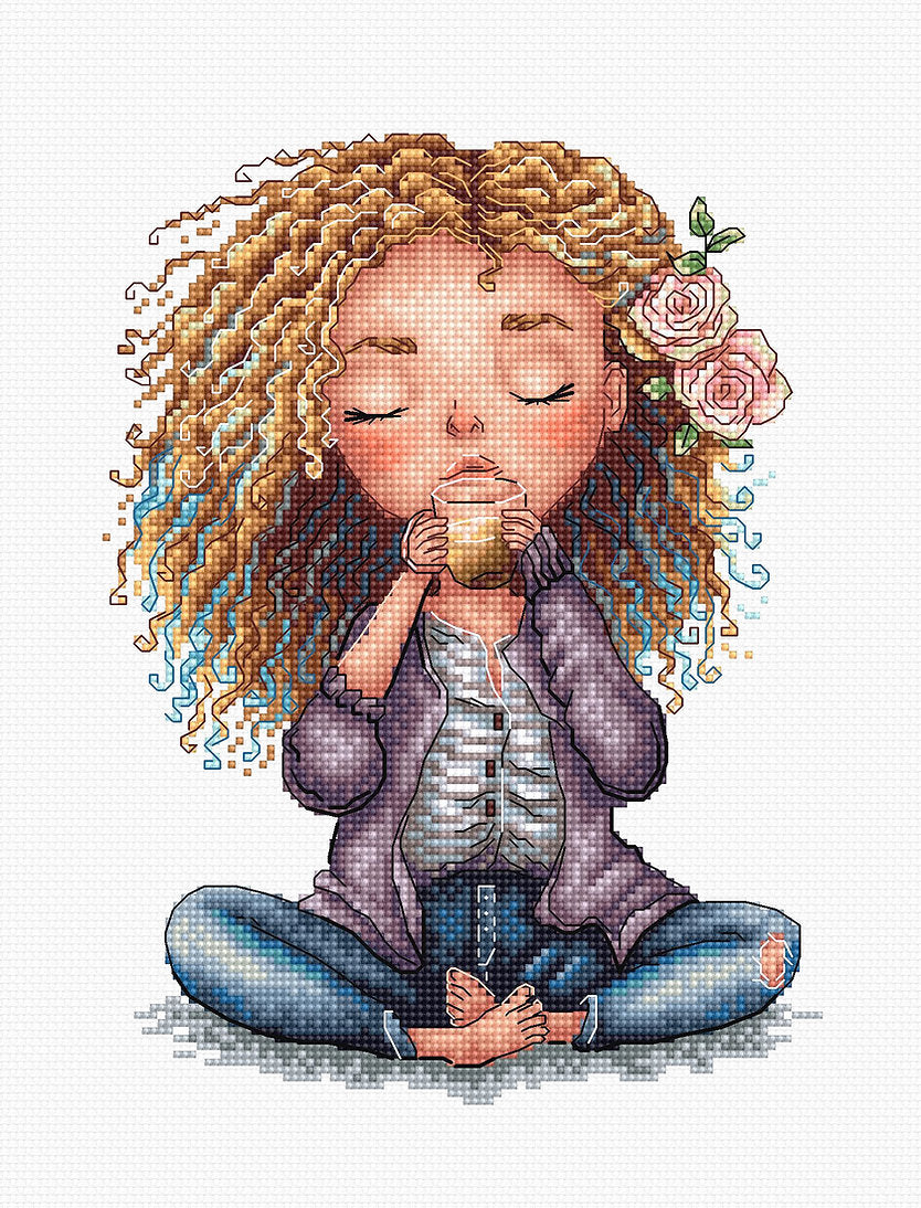 Coffee Time - Kit de tricot et de point de croix artistique P006