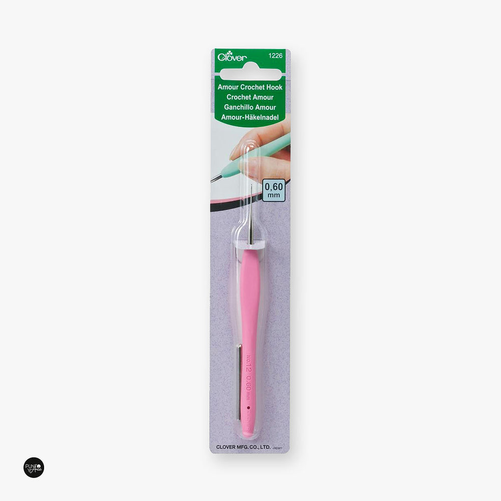 Agujas de Ganchillo Clover Amour de Acero - Mango Ergonómico para Tejer con Comodidad