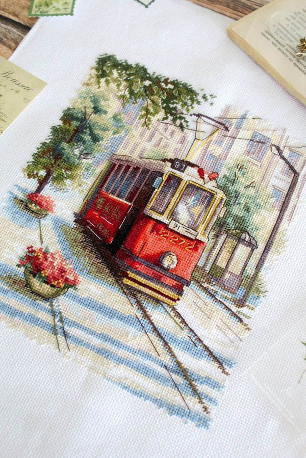 Kit de point de croix 'Vieux tramway' - SNV-884 MP Studia