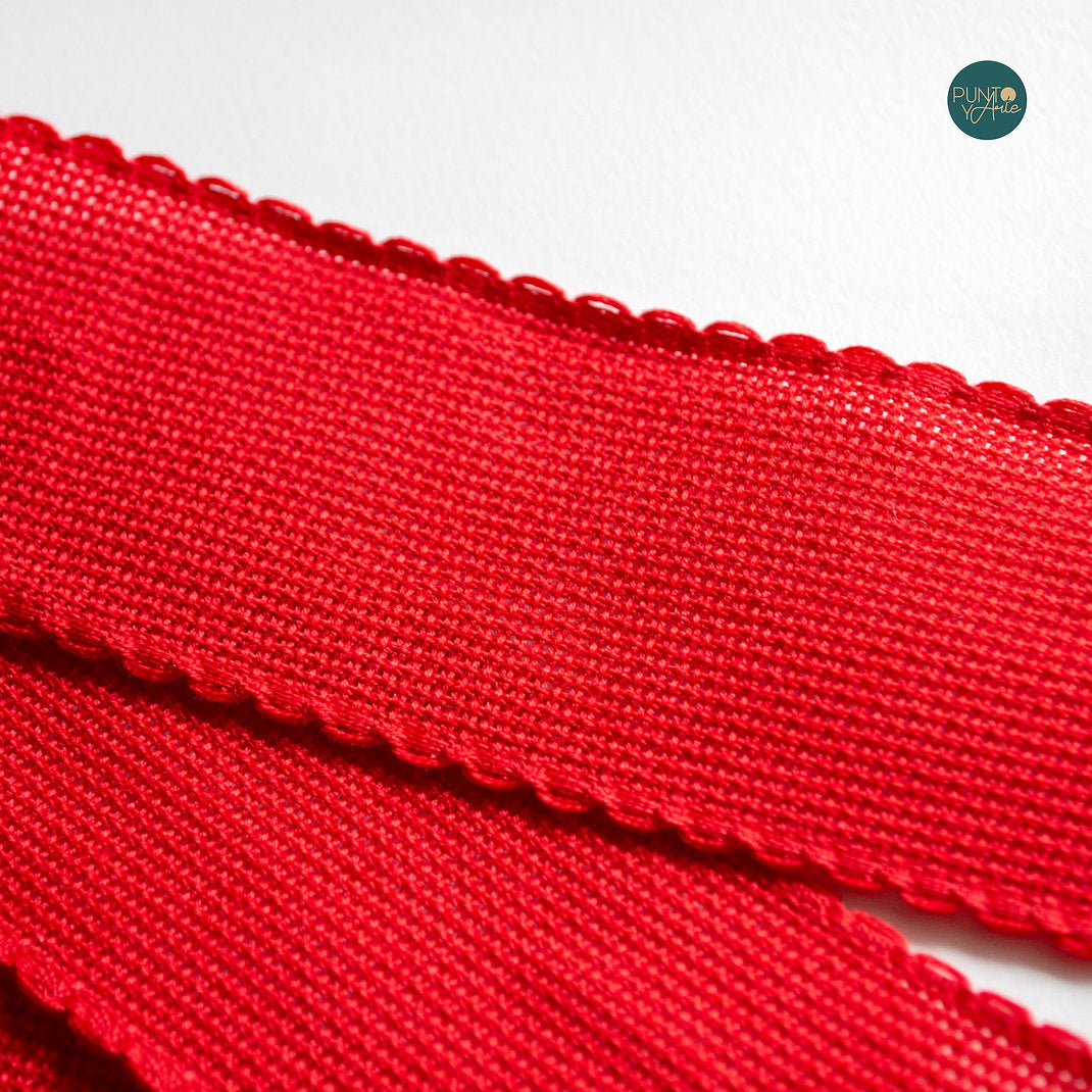 Cinta de Entredos 50 mm - Aida 14ct. Color Rojo - ZWEIGART 7107/9