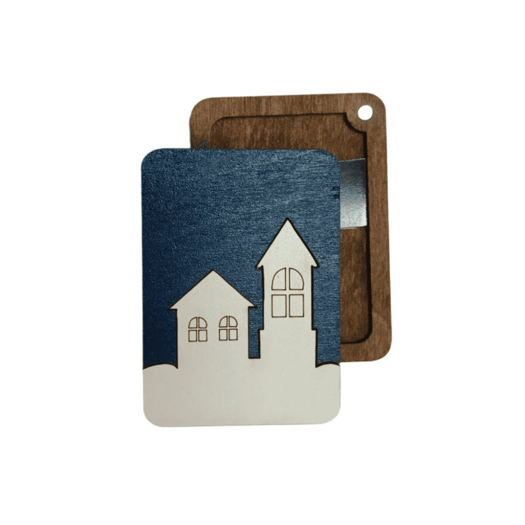 Casas de Invierno. Estuche para agujas de madera con imán de Wizardi KF056/71