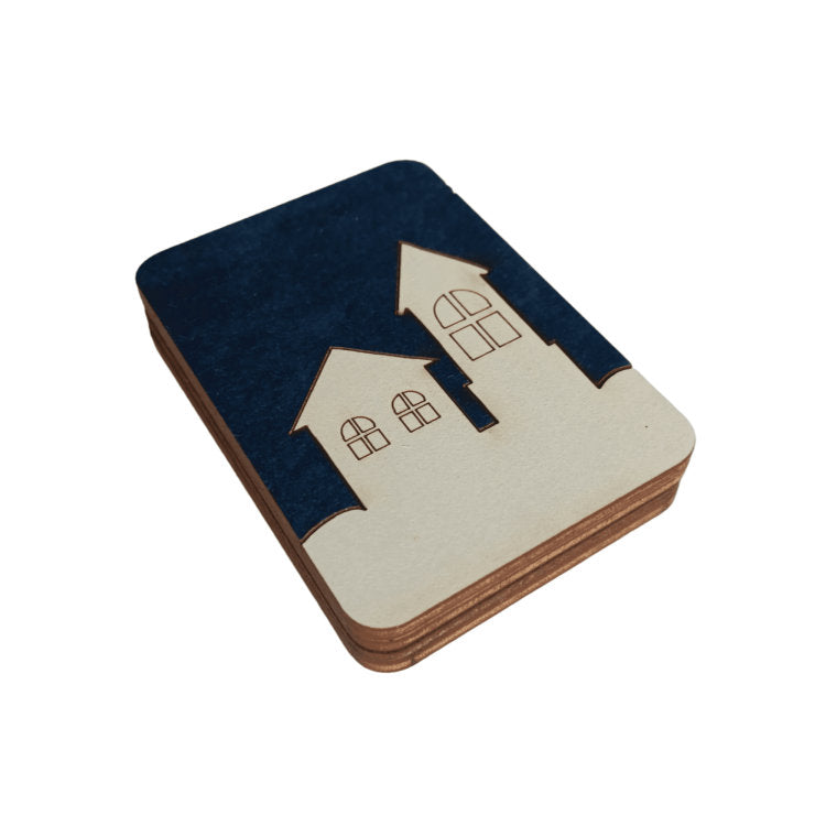 Casas de Invierno. Estuche para agujas de madera con imán de Wizardi KF056/71