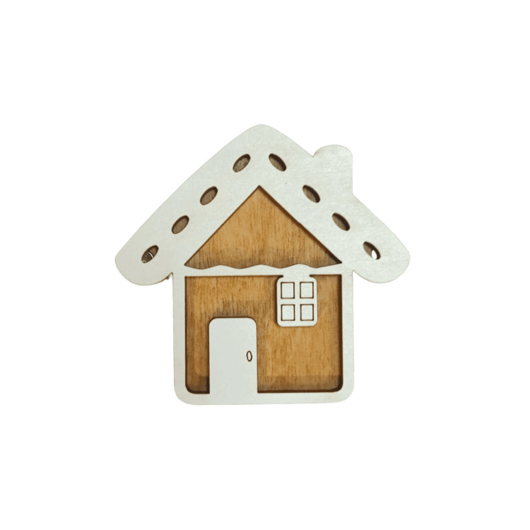 Casa. Estuche para agujas de madera con imán de Wizardi KF056/78