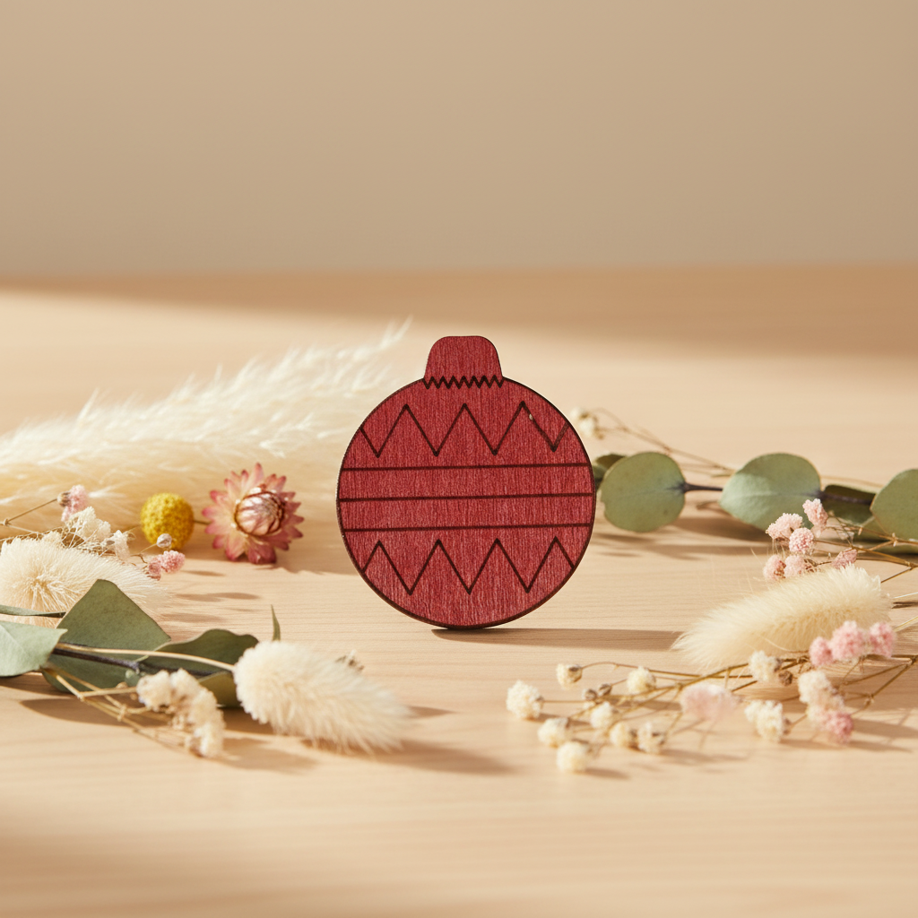 Needle Magnet 'Christmas Ball' - Wizardi Wooden Accessory KF059/56
