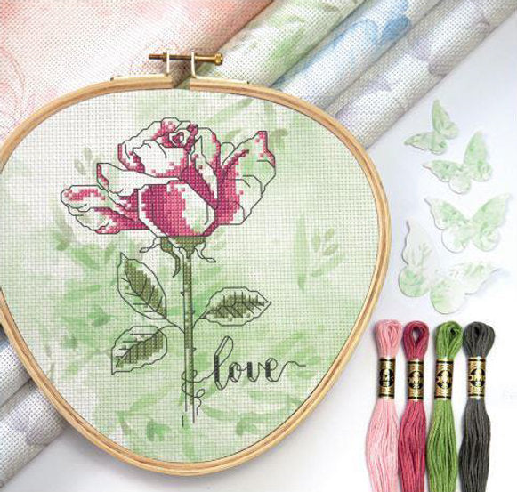 Pack de tissus AIDA 14 ct. 799 et cadre DMC avec 4 écheveaux et un tableau cadeau