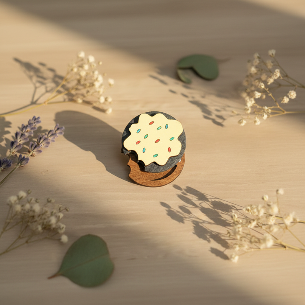 Yellow Cake. Wizardi wooden needle case with magnet KF056/90