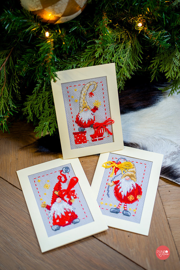 Greeting Cards: Vervaco Christmas Gnomes - Cross Stitch Kit