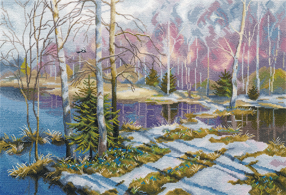 Cross stitch kit. Primroses - 1545 OVEN