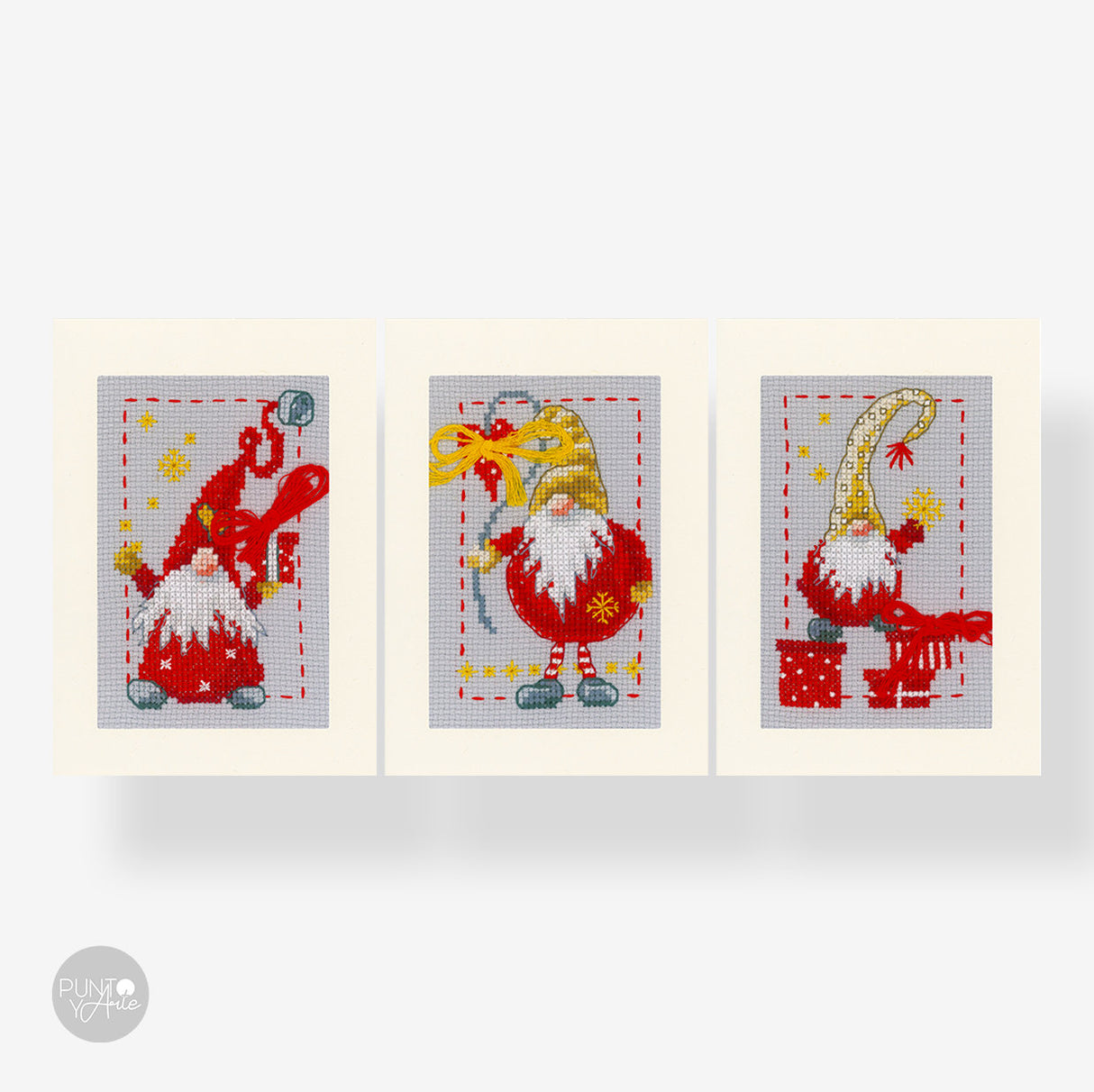 Greeting Cards: Vervaco Christmas Gnomes - Cross Stitch Kit