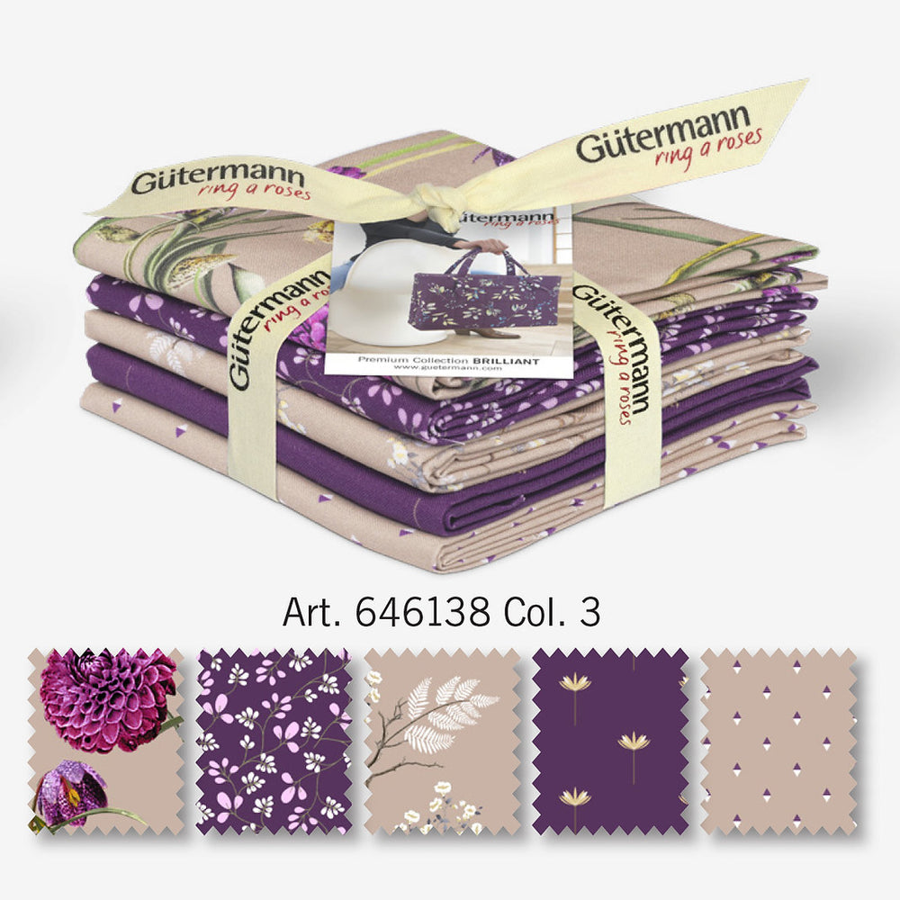 5 Retales de Tela Gütermann BRILLIANT para Patchwork y Decoración del Hogar