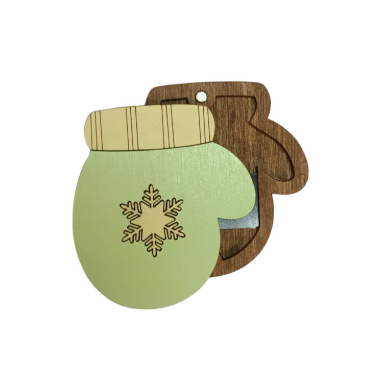 Guante Verde. Estuche para agujas de madera con imán de Wizardi KF056/82