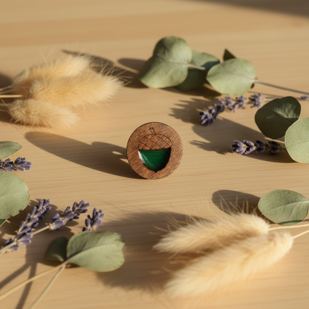 Acorn. Magnets for wooden needles with epoxy resin Wizardi KF059/103