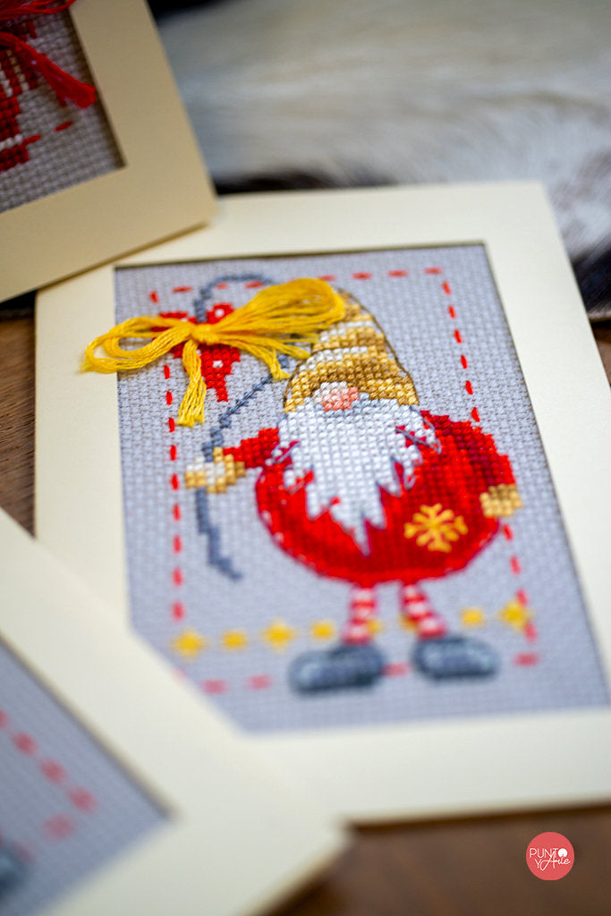 Greeting Cards: Vervaco Christmas Gnomes - Cross Stitch Kit