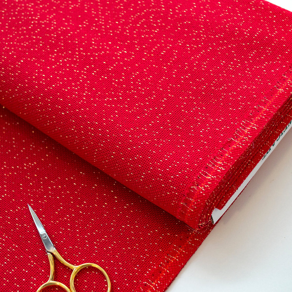 3256/9089 Tissu Bellana 20 ct. ZWEIGART Coloris Rouge 2% fil métallisé