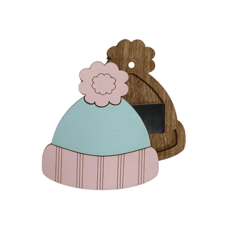 Blue hat. Wizardi wooden needle case with magnet KF056/84
