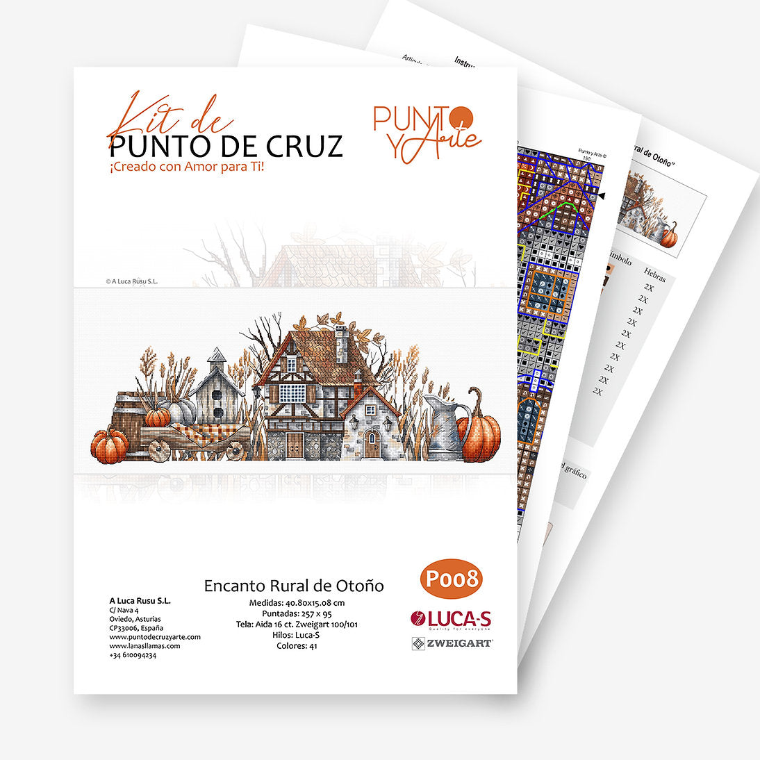 Kit de Bordado "Encanto Rural de Otoño" - Punto de Cruz Exclusivo de Punto y Arte P008