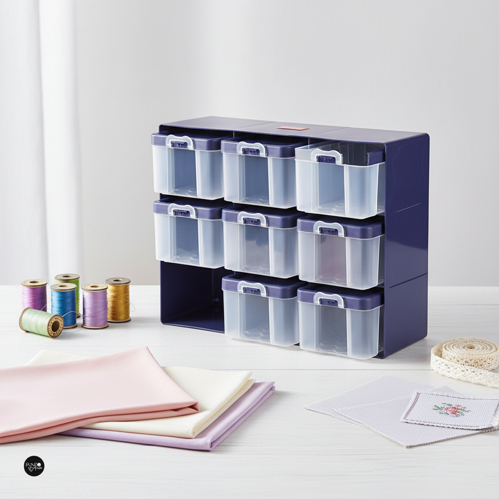 Boîte de rangement avec 9 boîtes Prym 612399 - Solution parfaite pour vos accessoires de couture