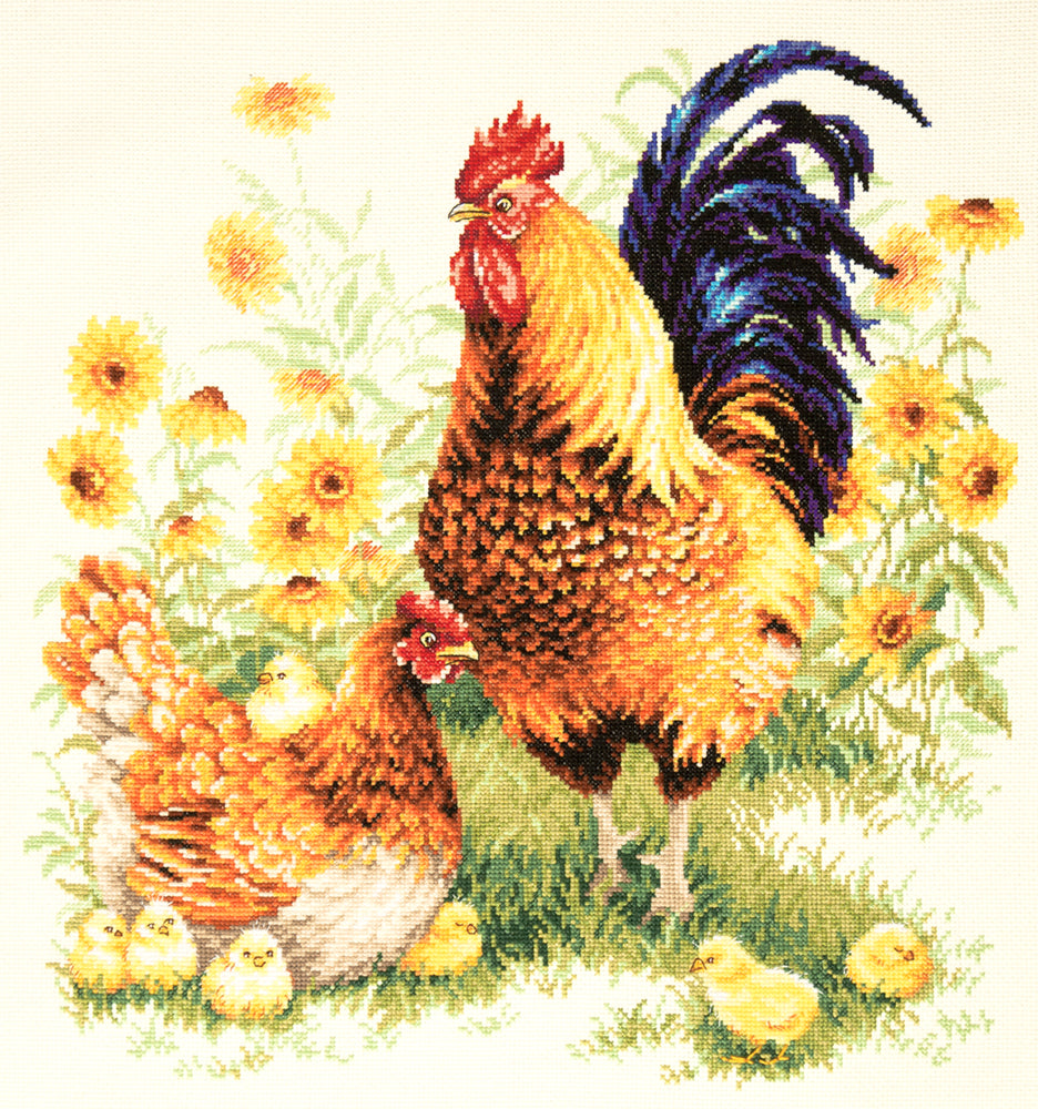 64-09 Famille. Kit point de croix aiguille magique