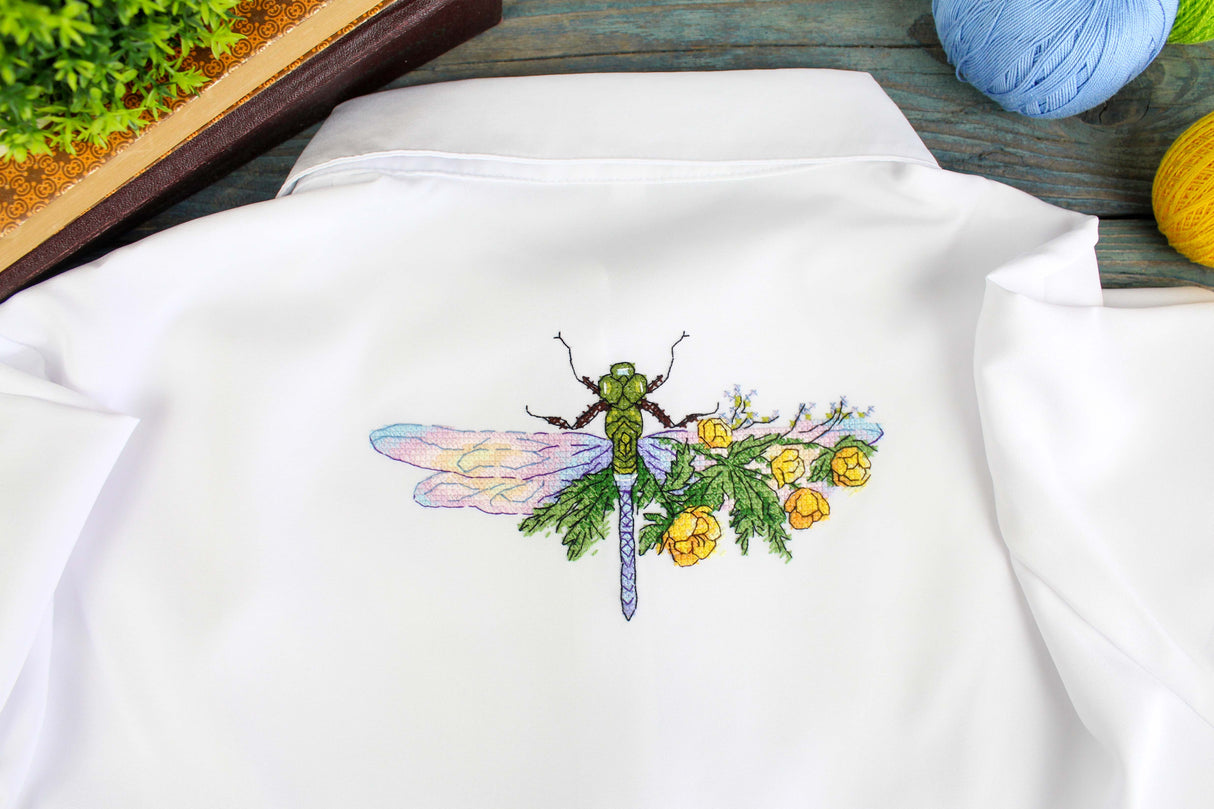 Kit de point de croix « Libellule florale » SV-1034 – Élégance naturelle