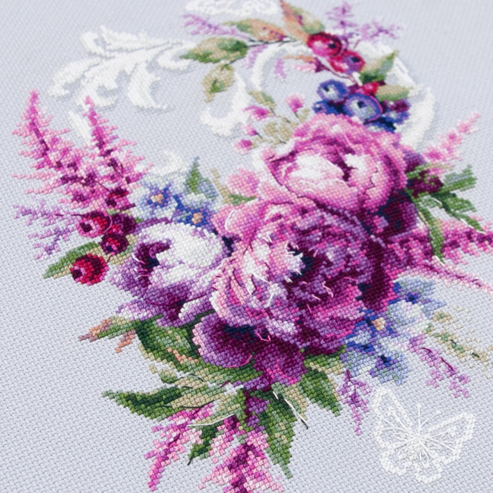 Kit de Punto de Cruz 70-04 “Purple Silk Peonies” – Magic Needle